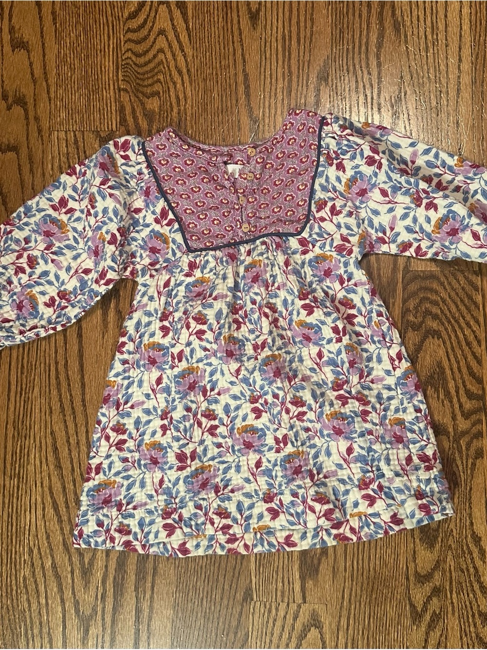 Zara Pink Multi Floral Smocked Yoke Kids Dress, Sz 3-4